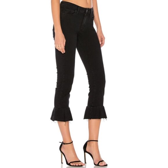 PAIGE Rafaela Raw Ruffled Hem Joannie No Whiskers Black - Picture 4 of 14